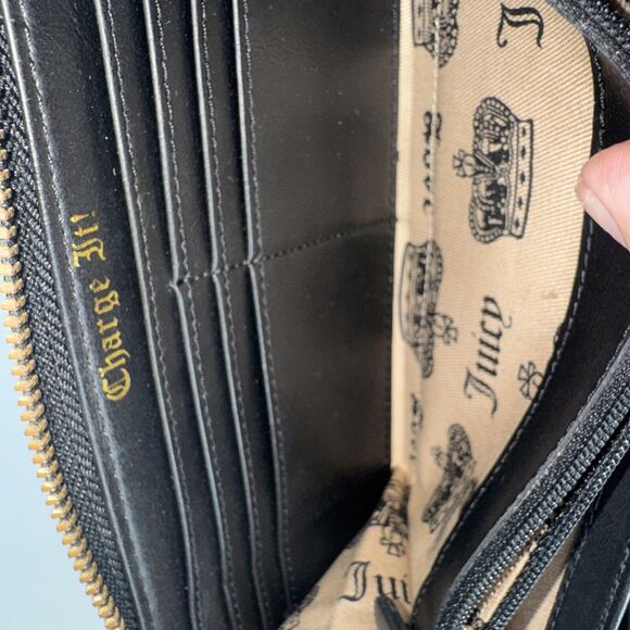 RARE NEW Y2K Original Juicy Couture Black Velour Scottie Dog Long Wallet 8" NWOT - Picture 9 of 12
